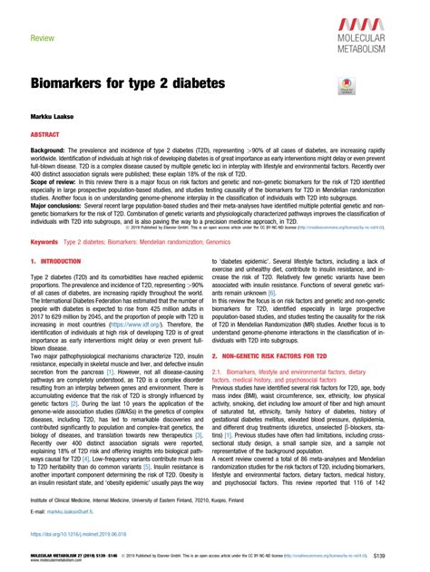 (PDF) Biomarkers for type 2 diabetes