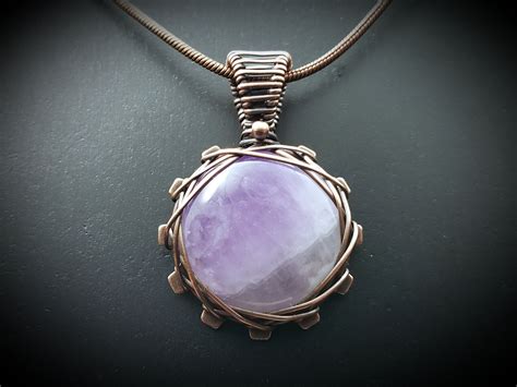 Amethyst Pendant Wire Wrap Amethyst Necklace Gemstone Etsy In