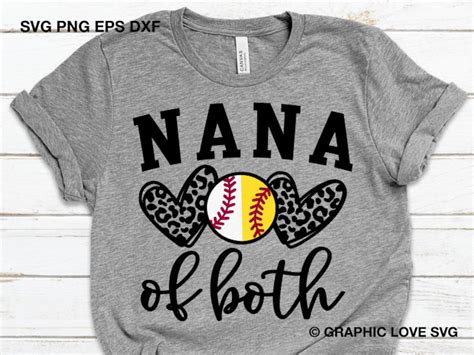 Nana Of Both Svg Baseball And Softball Nana Svg Leopard Etsy