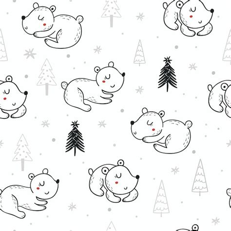 Premium Vector Christmas Seamless Pattern With Cute Bears