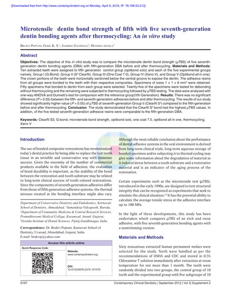 Pdf Microtensile Dentin Bond Strength Of Fifth With Five Seventh