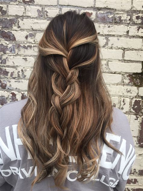 Blonde Balayage On Dark Hair With Loose Single Braid Style By Amy