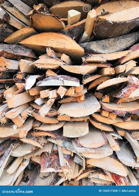 Natural Wooden Background Closeup Of Chopped Firewood Firewood