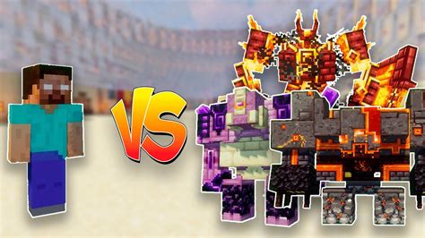 HEROBRINE Vs Netherite Monstrosity Ender Guardian Ignis In Minecraft