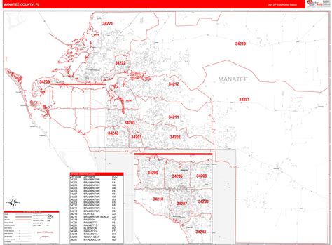 Manatee County Fl Wall Map Premium Style By Marketmaps Mapsales Riset