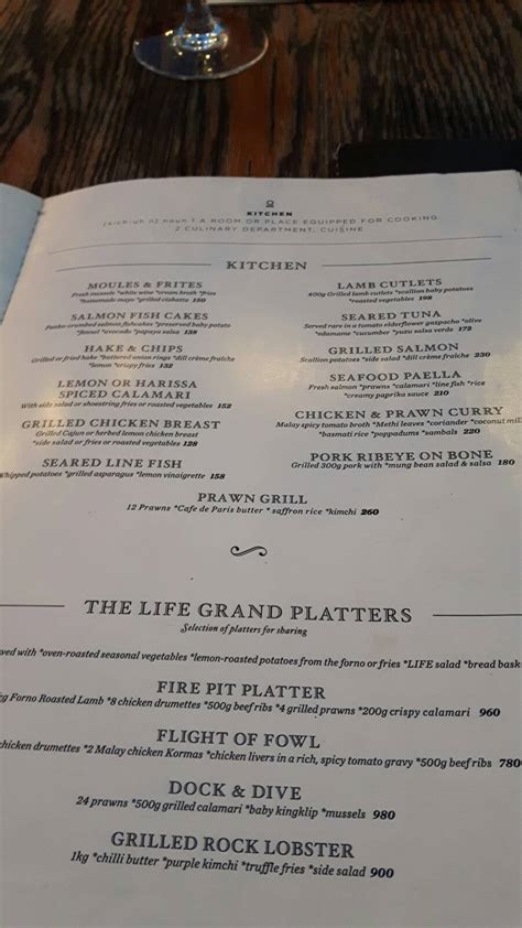 Menu At Life Grand Cafe Waterfront Cape Town 2 Pierhead Road