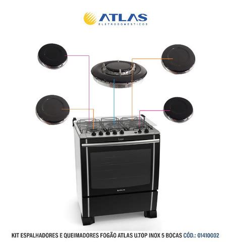 Kit Queimadores E Espalhadores Fog O Atlas Utop Inox Bocas