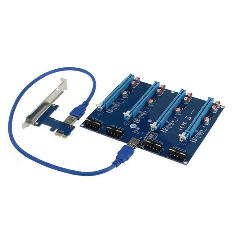 Pcie 1 To 4 Pci Express 16x Slots Riser Card Usb3 0 Pci E 1x To External 4 Pci E Slot Adapter