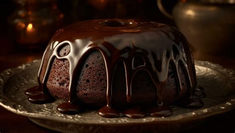 Indulgent Chocolate Cake Slice On Rustic Wooden Plate Generated By Ai