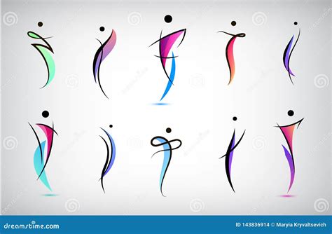 Vector Set Human Body Logos People Shapes Linear Colorful Stylezid