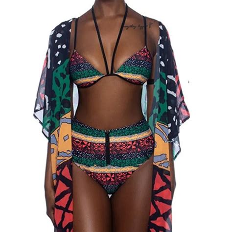 New African Print Bikini Two Pieces Bath Suits Bikini Set Sexy