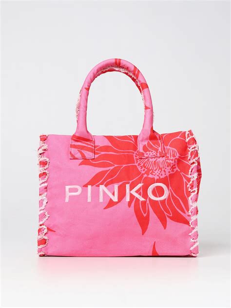 Pinko Borsa Beach In Canvas Riciclato Rosa Borse Tote Pinko