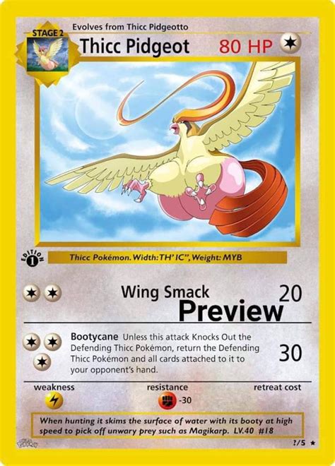 Thicc Pidgeot Charizard Gx Ex Vmax V Pok Mon Card Orica Etsy