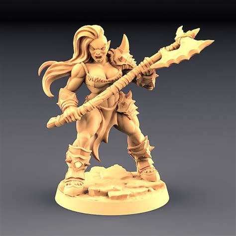 Female Orc Barbarian V2 3d Printed Resin Miniature Tabletop Etsy