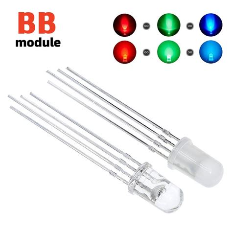 Pcs Multicolor Pin Mm Rgb Led Diode Light Lamp Tricolor Round