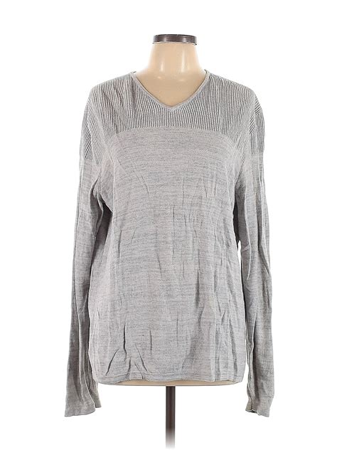 CALVIN KLEIN JEANS Gray Long Sleeve Top Size L 82 Off ThredUp