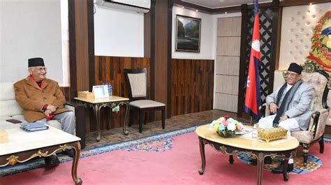 Prime Minister Dahal And Uml Chairman Oli Hold Talks Khabarhub