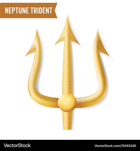 Neptune Trident Gold Realistic D Royalty Free Vector Image