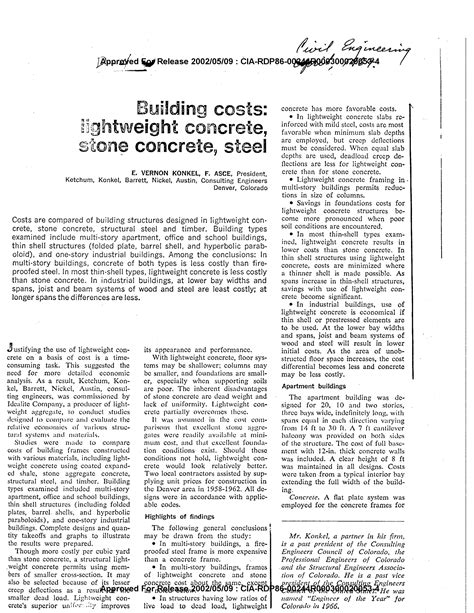 BUILDING COSTS; LIGHTWEIGHT CONCRETE, STONE CONCRETE, STEEL - DocumentCloud