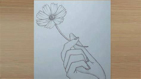 Hand Holding Flower Drawing