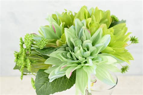 Green Dahlia Wedding Bouquet, 12", Hand Wrapped