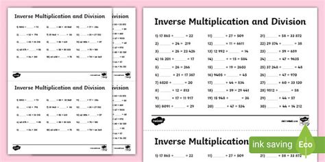 Inverse Operations Worksheets