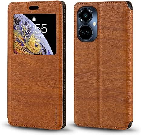 Shantime For Tecno Camon Pro Art Edition Case Wood Grain Leather