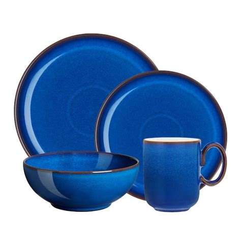 Denby 4 Piece Imperial Blue Coupe Dinnerware Set IMP 100B The Home Depot