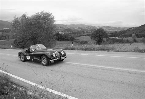 Jaguar Xk Ots Roadster On An Old Racing Car In Rally Mille