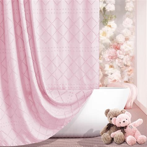 Seasonwood Pink Fabric Boho Shower Curtain Textured