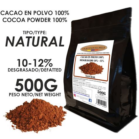 CACAO EN POLVO 10 12 NATURAL 500G Cacao Venezuela Delta