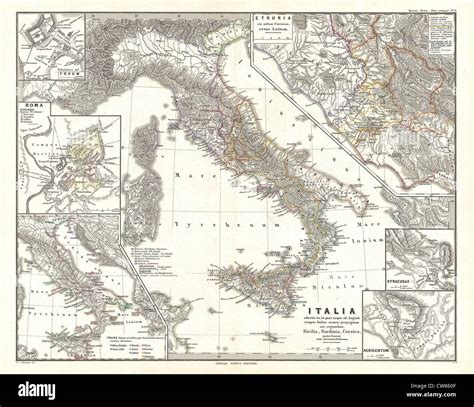 1865 Spruner Map of Italy under Augustus Caesar Stock Photo - Alamy