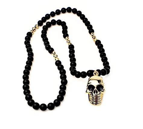 Mens Gold Steel Skull Necklace Mens Gold Stainless Steel Skull Pendant Necklace Mens Matte