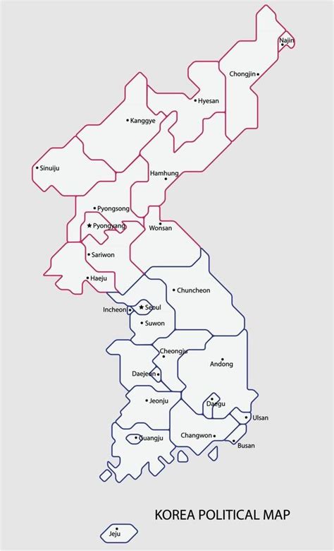 Korea Political Map Divide By State Colorful Outline Simplicity Style