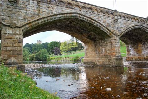 Richmond Castle Through Arch Of Mercury Bridge Stock Photo Image Of