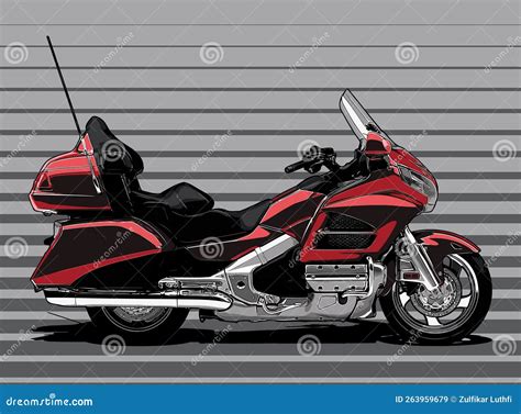 Cruiser Motorbike Side View Red Color Stock Vector Illustration Of