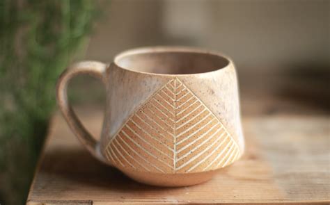 Carved Stoneware Mug Stone Haven Pottery