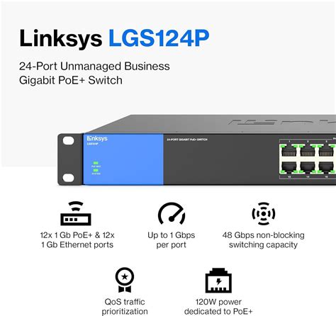 Linksys Lgs P Port Gigabit Unmanaged Network Poe Switch With