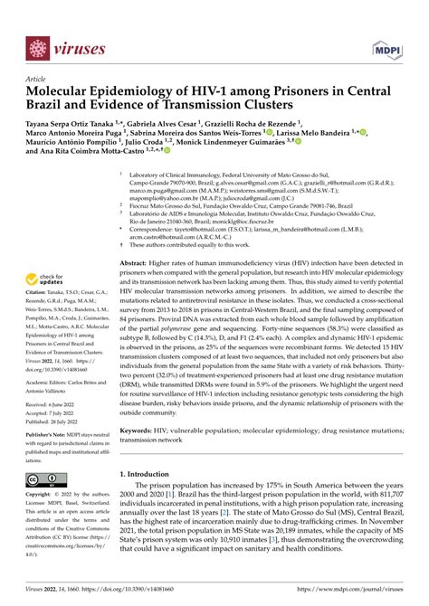 Pdf Molecular Epidemiology Of Hiv Among Prisoners In Central Brazil