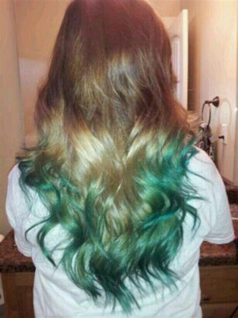 Teal Dip Dye With Kool Aid Dip Dye Hair Hair Color For Black Hair