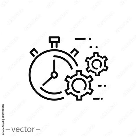 Efficiency Icon Production Process Linear Sign On White Background