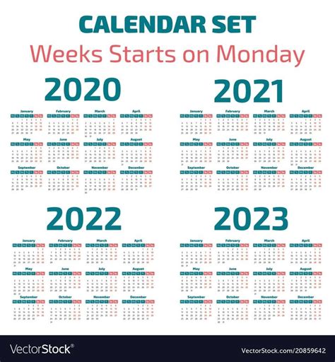 2020 To 2023 Calendars - Riset