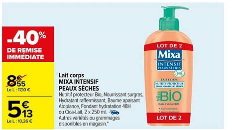 Offre Lait Corps Mixa Intensif Peaux Sèches chez Carrefour