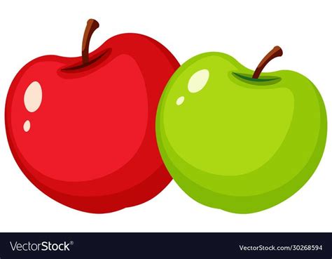 Red And Green Apples On White Background Illustration Download A Free