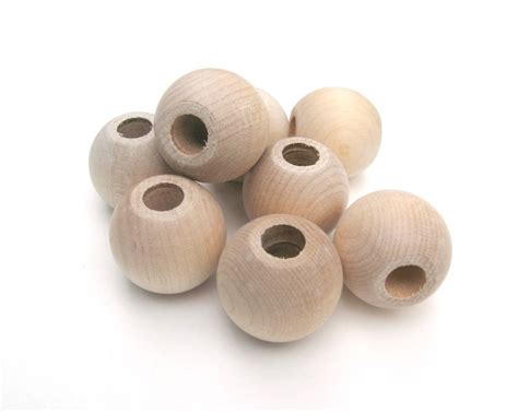 20 Large Round Wooden Beads 1 1/2 Inch 38 mm with 1/2 Inch