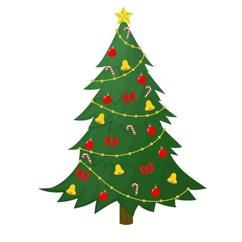 Premium Vector Christmas Tree With Decoration Isolated On White