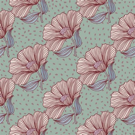 Premium Vector Vintage Outline Flower Endless Background Delicate