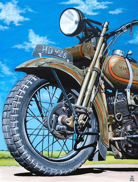 Vintage Indian Motorcycle Painting By Branden Hochstetler