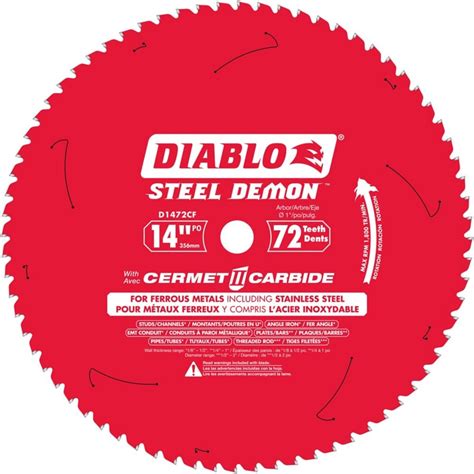 Diablo Steel Demon 14-inch x 72 Tooth Carbide Tipped Circular Saw Blade for Metal Cutting | The ...