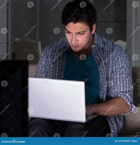 Man Watching Tv Late at Night Stock Photo - Image of dependence ...